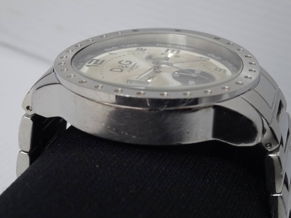 中古 D&G ドルチェ&ガッバーナ TIME メンズ クロノグラフ クオーツ 腕時計 腕周り約20cm 電池切れの画像8