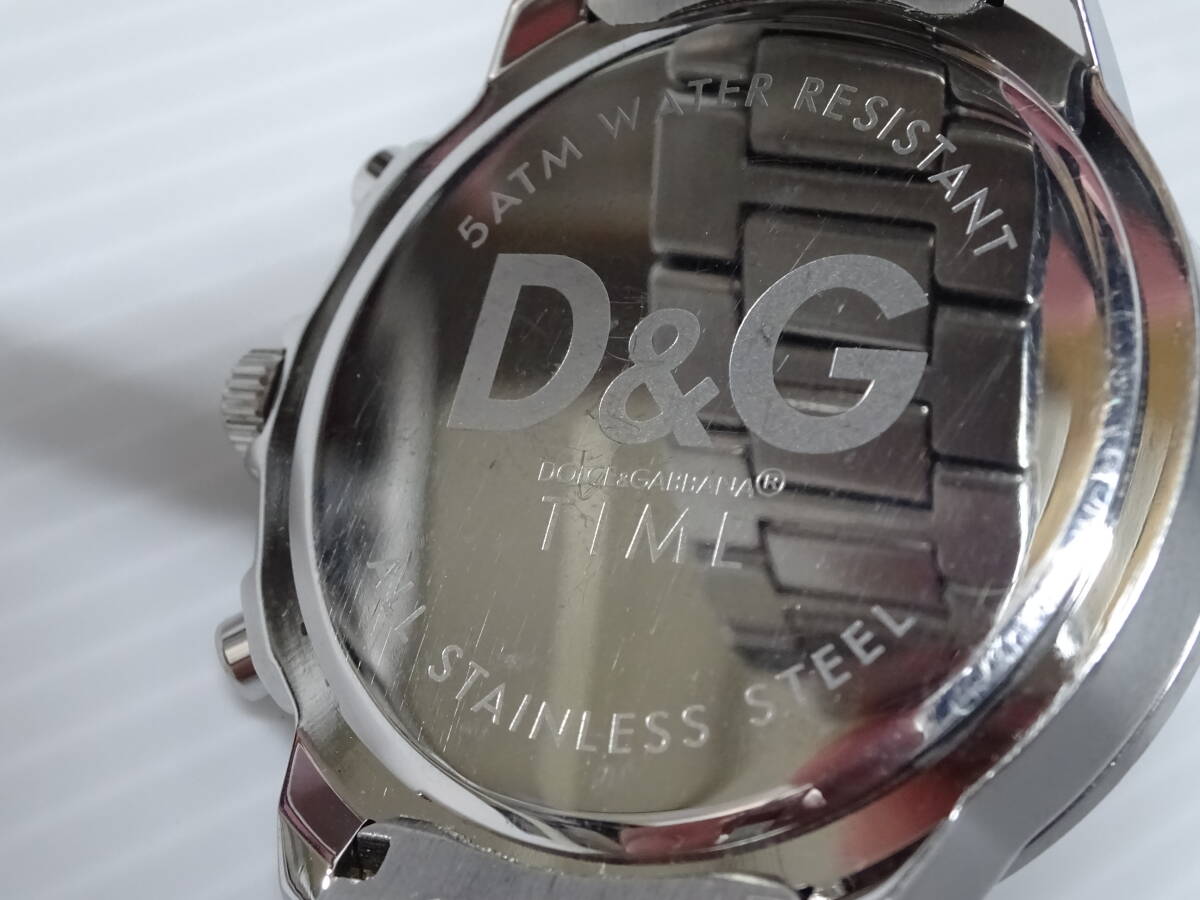 中古 D&G ドルチェ&ガッバーナ TIME メンズ クロノグラフ クオーツ 腕時計 腕周り約20cm 電池切れの画像2