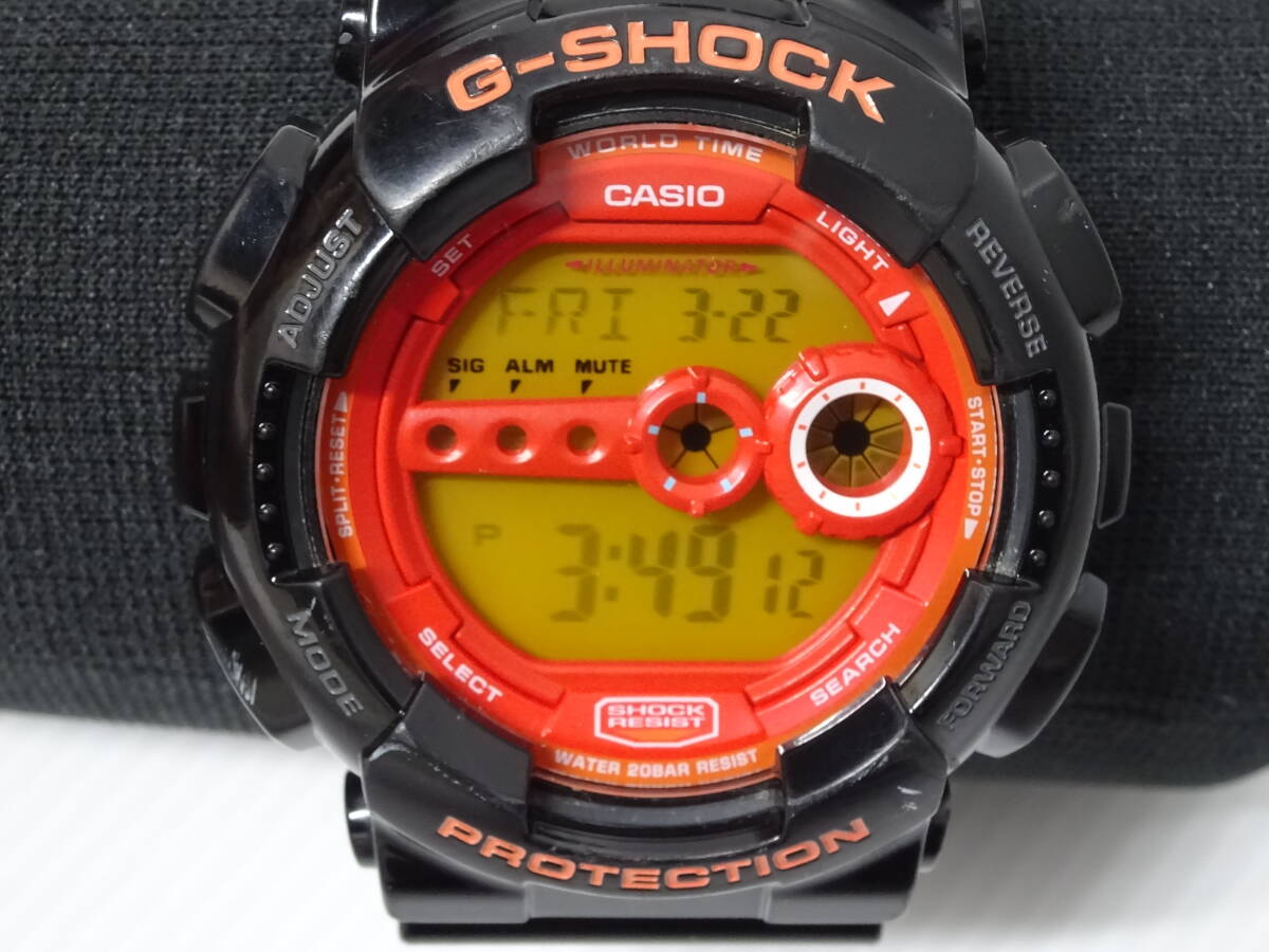 中古 CASIO カシオ G-SHOCK GD-100HC ハイパーカラーズ オレンジ ブラック デジタル メンズ 腕時計 クオーツ ケース付_画像3