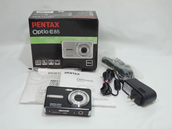 PENTAX ペンタックス Optio E85 コンパクトデジタルカメラ ブラック 動作品 オプティオ コンデジ デジカメ バッテリーへたり_画像1