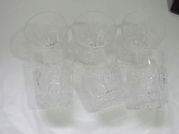 BOHEMIA ボヘミアクリスタル ロックグラス6個セット カットガラス チェコスロバキア製 0331の画像7