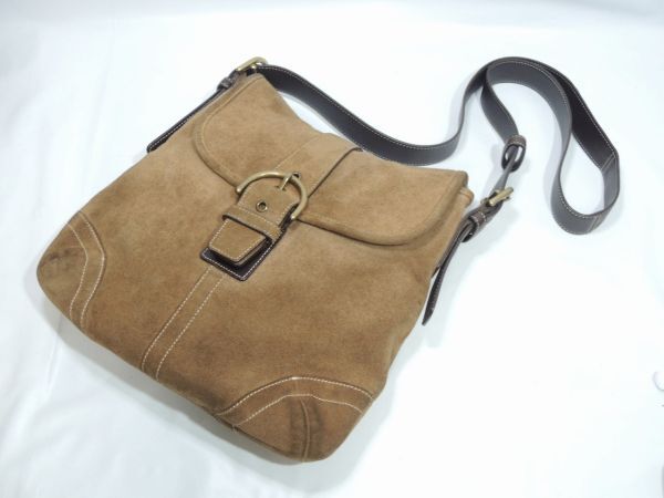 COACH コーチ No.G3S 9482 スエード ショルダーバッグ 斜め掛けバッグ 幅29cm 縦28cm マチ9cm_画像1