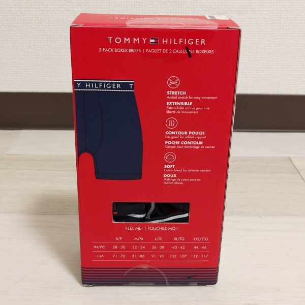 新品 トミーヒルフィガー Tommy Hilfiger ボクサーパンツ 3枚セット 黒青赤 Mサイズ Y021_画像2