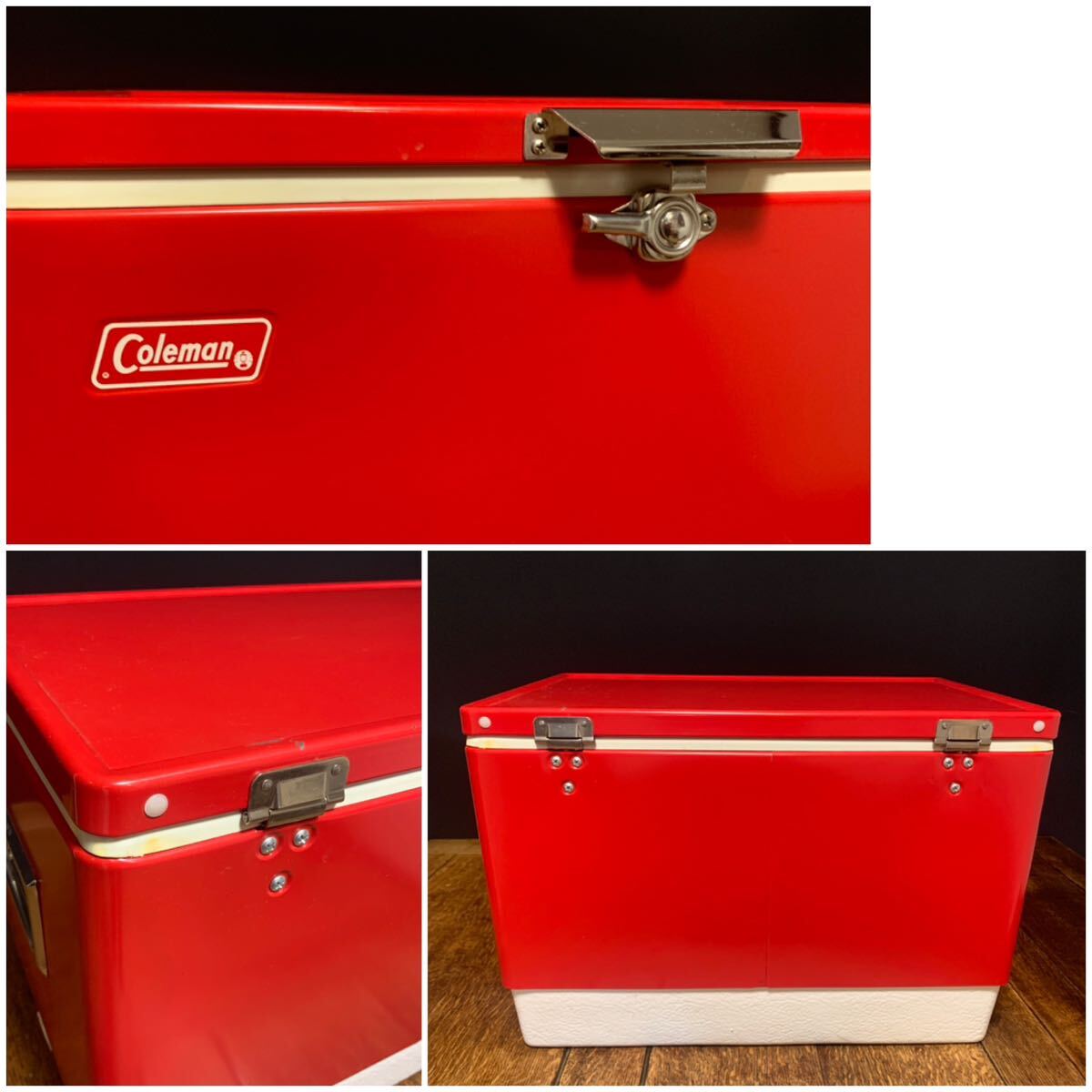 ビンテージ★コールマン/Coleman/クーラーボックス【超希少!レッド★希少サイズ!56QT】【カード/内部トレー/元箱 有】超超入手困難!玉数無!_画像4