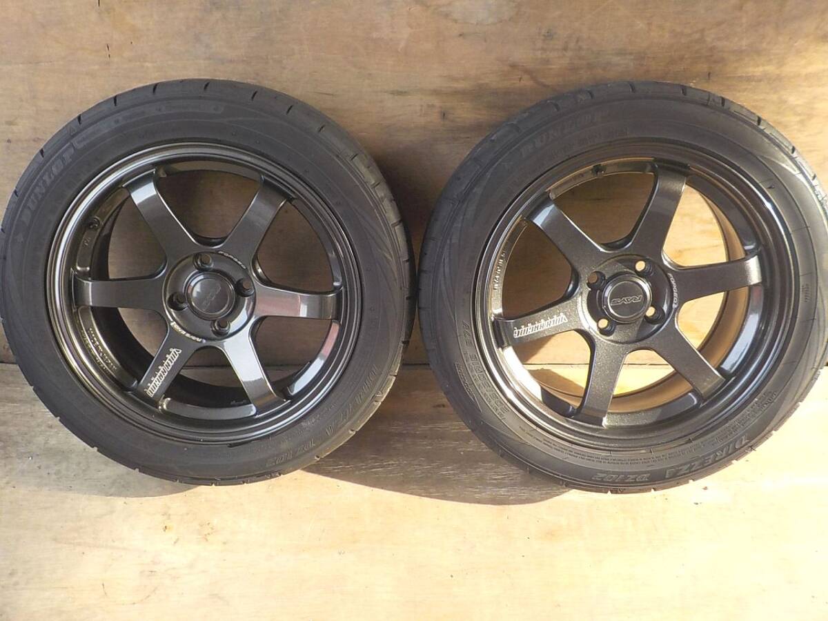 綺麗 軽量 鍛造 RAYS VOLKRACING レイズ ボルクレーシング TE37 SONIC MM 16インチ 7J +35 PCD100 4穴 205/50R16 DUNLOP 2022年 2本のみの画像1