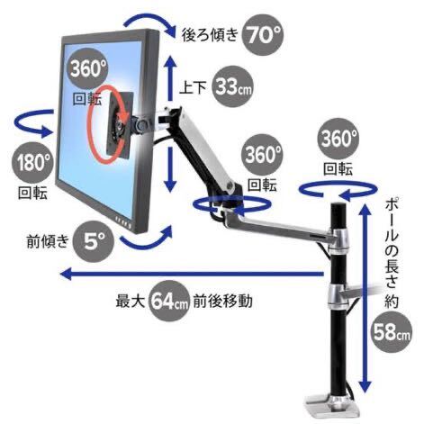 【美品】エルゴトロンLX モニターアーム 2アームモニターアーム クランプ式 の画像6
