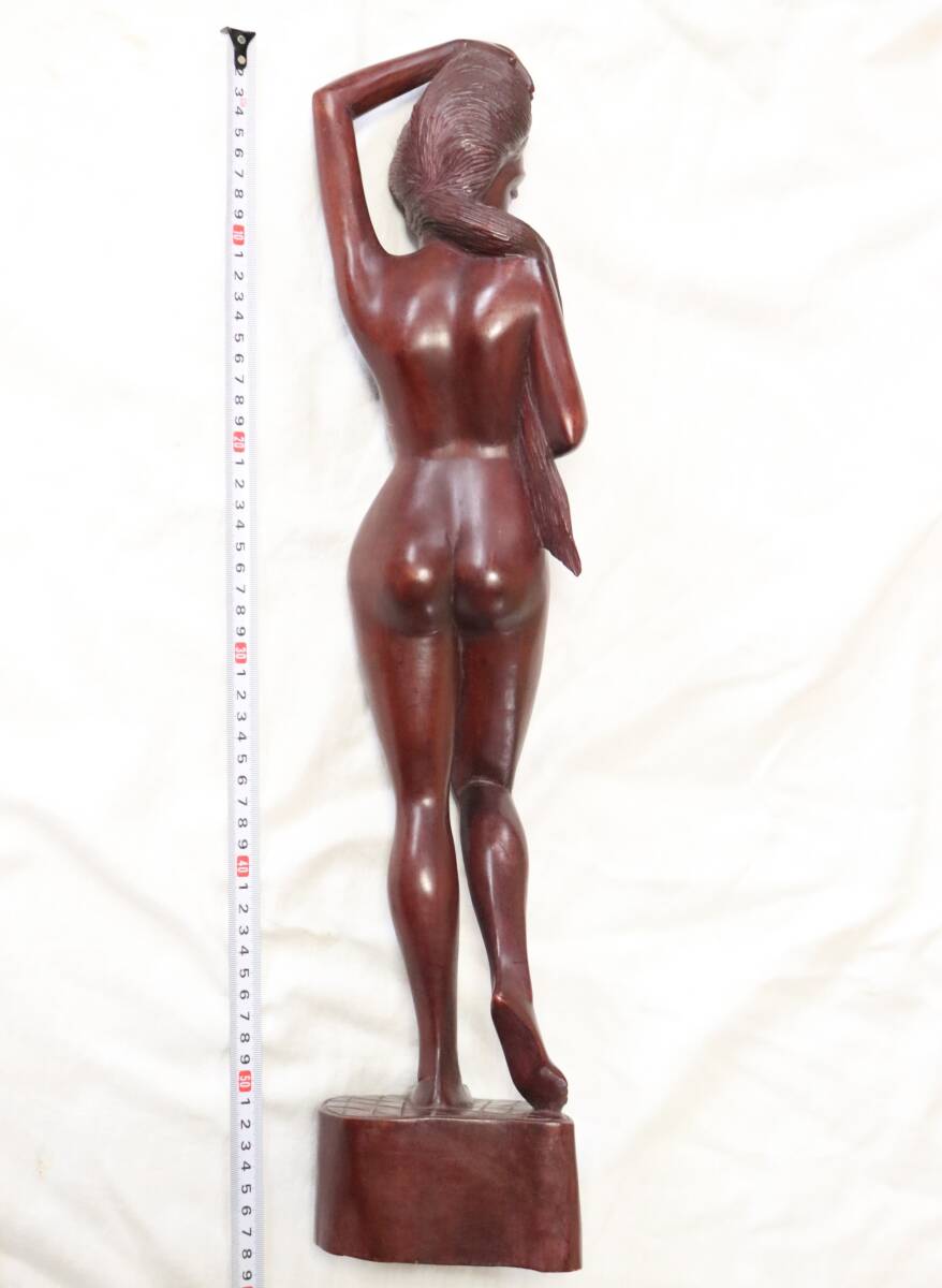 木彫り裸婦像 高さ57cm位 バリ島 レトロ 女性 オブジェ アンティーク 置物_画像10