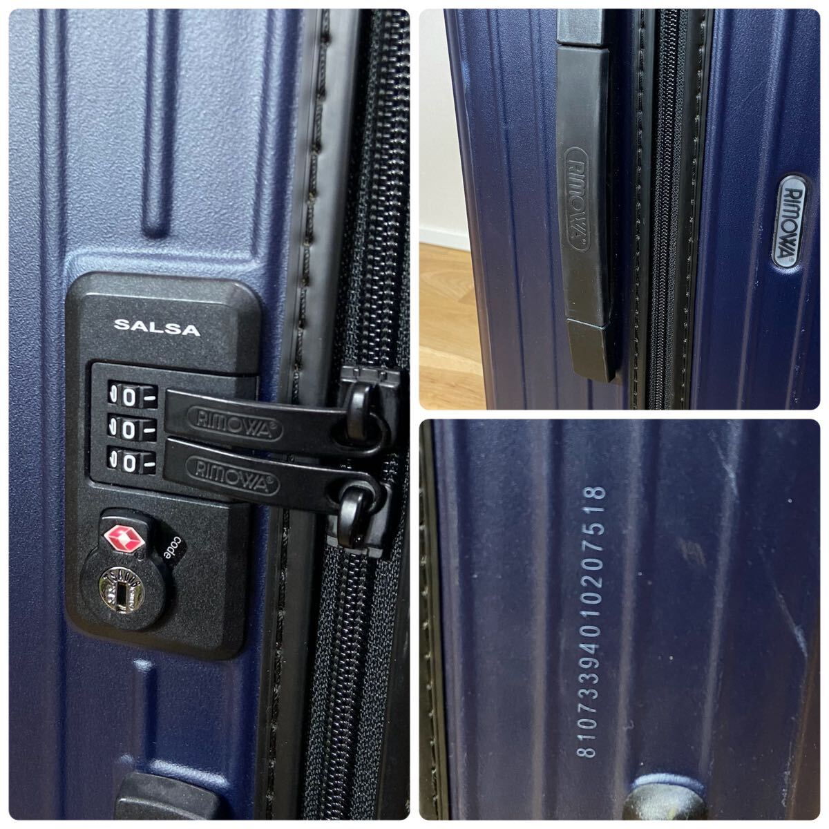 7 day ~8 day. travel RIMOWA high capacity 86L SALSA 4 wheel Carry case navy 