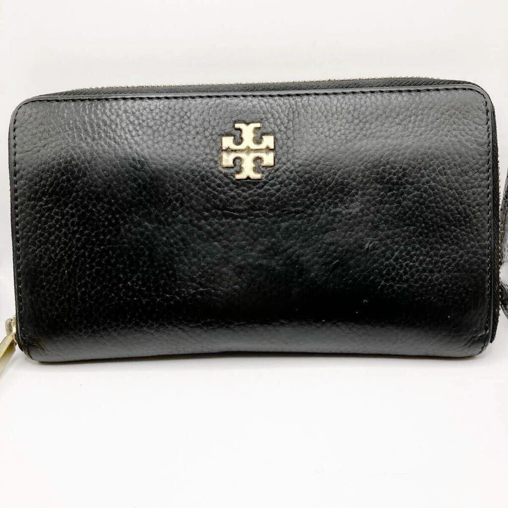 美品 TORY BURCH トリーバーチ 長財布 メンズ ラウンドファスナー ジッピーウォレット ロビンソン サフィアーノレザー 本革 ブラック 黒 の画像2