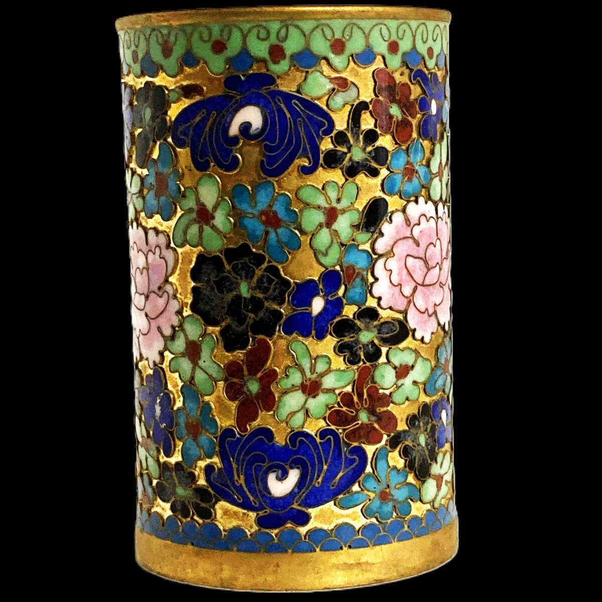中国 七宝焼 一輪挿し 花瓶 中国古美術 高さ約10.3cm 煎茶道具 花柄の画像4