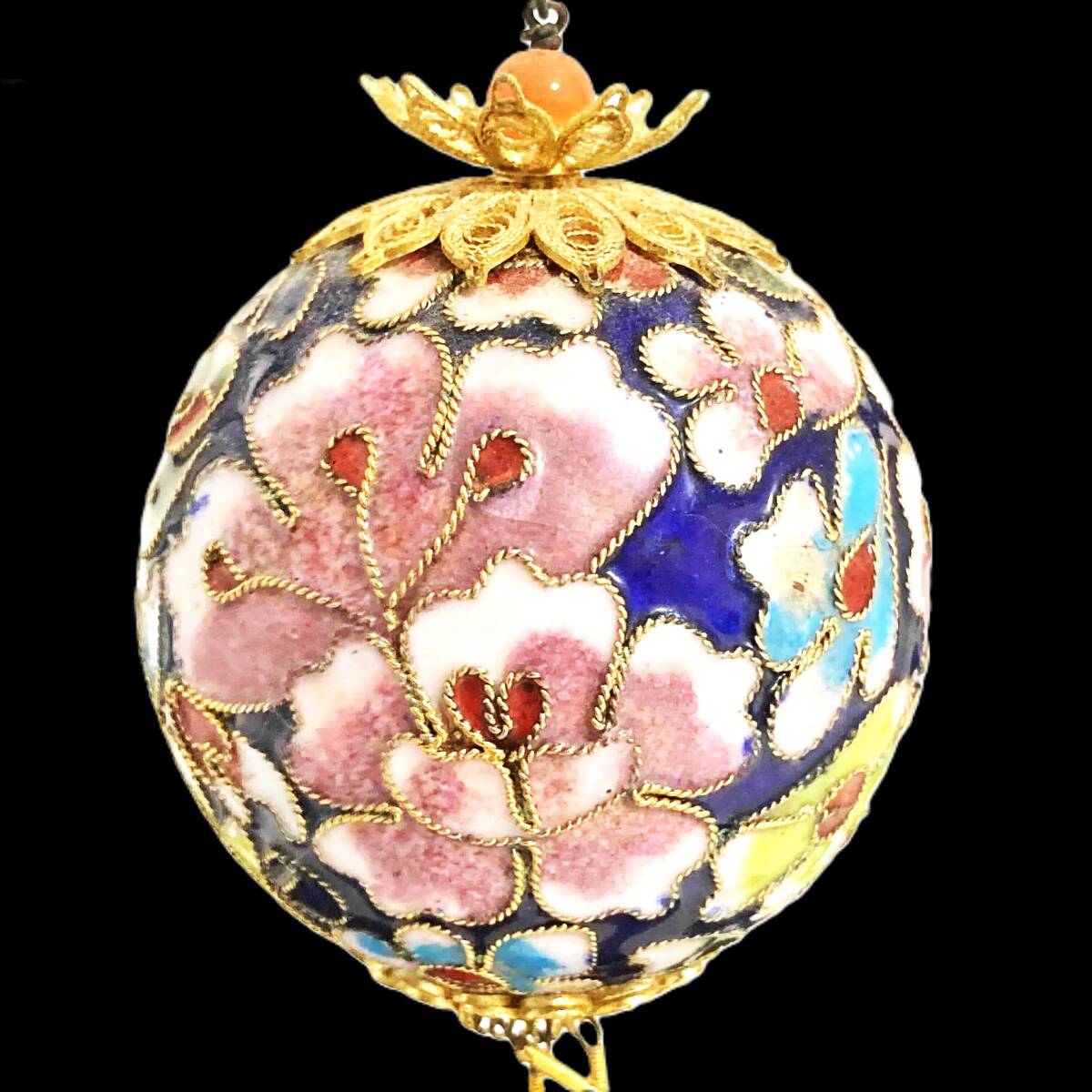 七宝 中国 桜和柄 細工 工芸品 飾り物 吊り下げ台 置物の画像3