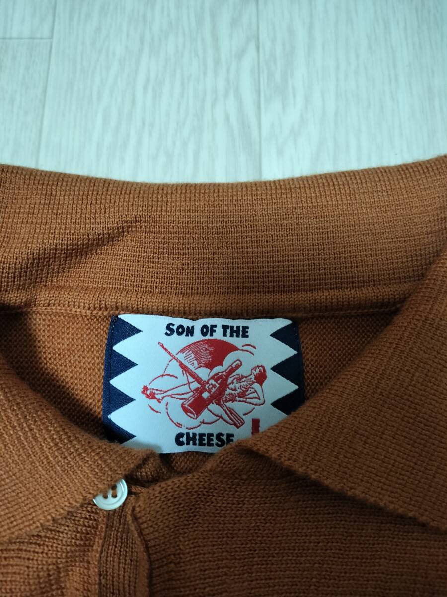 SON OF THE CHEESE/サノバチーズ/RUDY SHIRT/ニット長袖ポロシャツ/良質メリノウール/チェッカーライン/SIZE L_画像4