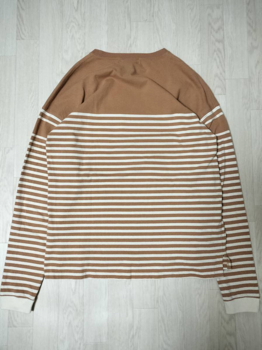 REMI RELIEF/レミレリーフ/ラガー切り替えボーダーロングスリーブTシャツ/ロンT/袖リブ/胸ポケット/SIZE XL/ビッグシルエット_画像8