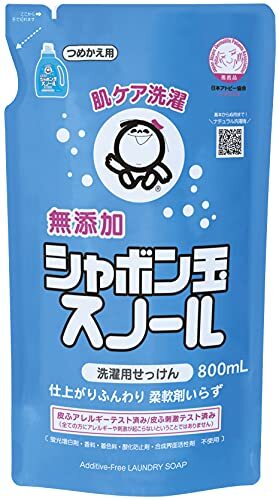 シャボン玉 スノール つめかえ用 800mL 無添加石けん 衣類用 液体石けん 日本アトピー協会推薦品 柔軟剤不要_画像1