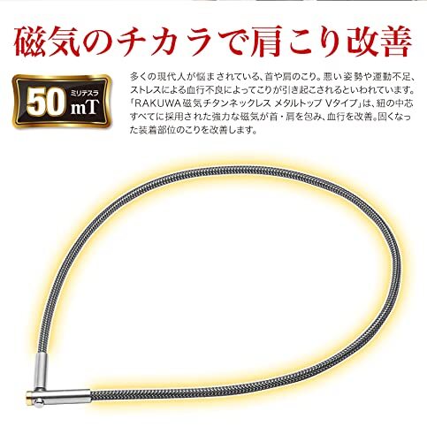 phiten(ファイテン) ネックレス RAKUWA磁気チタン メタルトップ Vタイプ ローズゴールド 50cm 肩/首の画像3