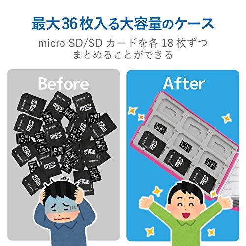 エレコム メモリカードケース SD ケース プラスチック SD18枚 + microSD18枚収納 ピンク CMC-SDCPP36_画像3
