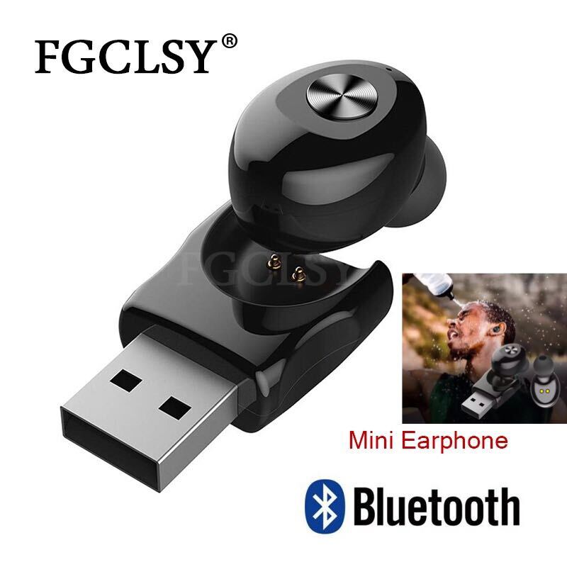 Bluetooth　イヤホン　ワイヤレスイヤホン 耳掛け型　イヤフォン イヤホンマイク 片耳　USB 充電 高音質 超軽量　テレワーク_画像1