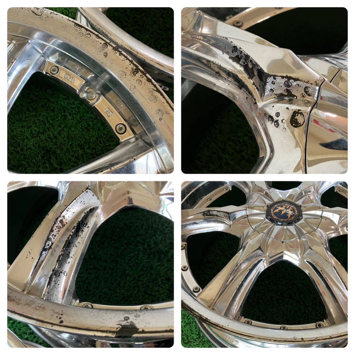 ★M’z SPEED JUNO crystalline ジュノゥ クリスタルライン メッキ 19インチ 19×8J +38 マルチ114.3/100 4本 ★塗装剥がれ有 ★送料無料_画像10