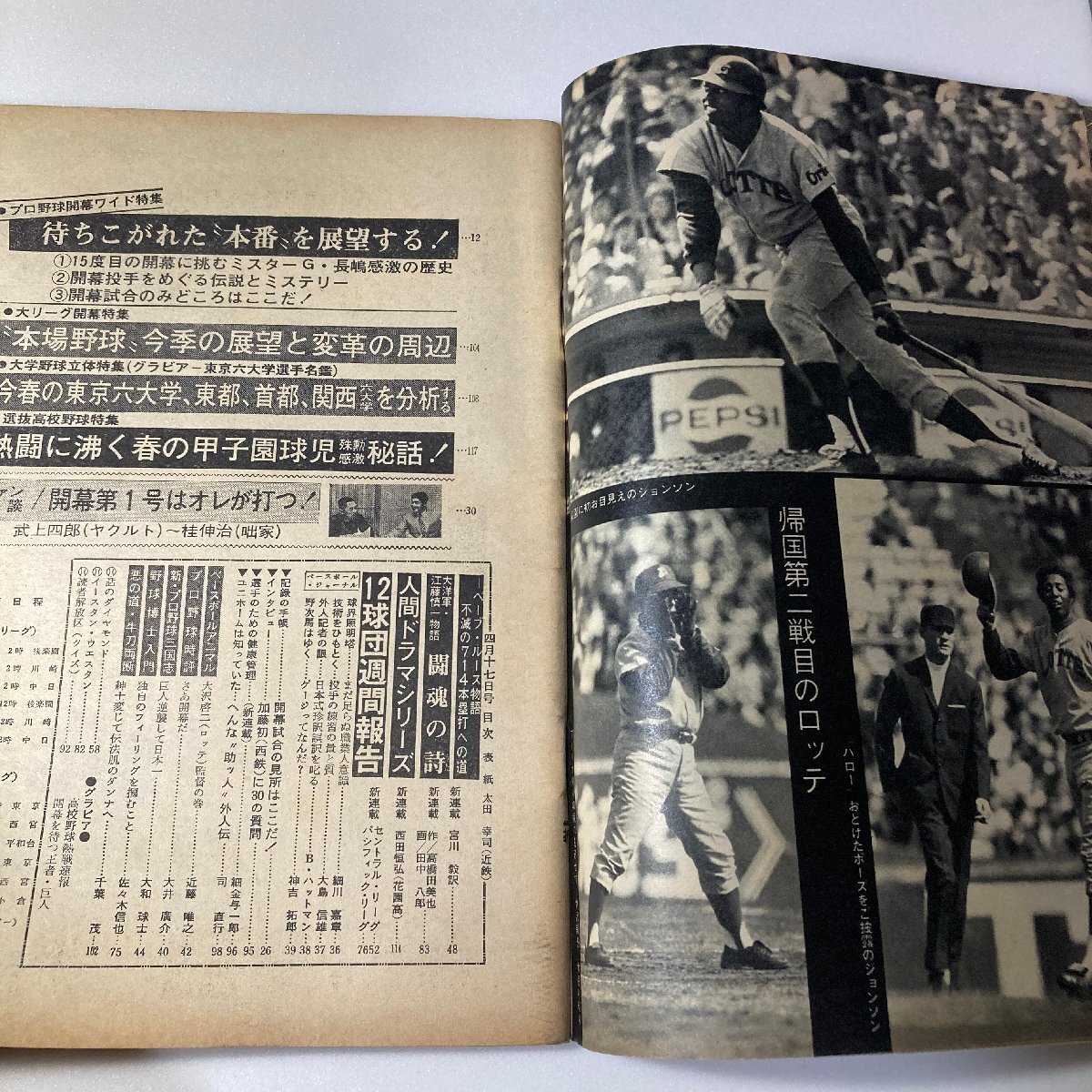 昭和レトロ 週刊ベースボール 昭和47年4月24日 1972年 長嶋茂雄 ベーブルース物語 高校野球選抜甲子園速報 東京６大学選手名鑑の画像2