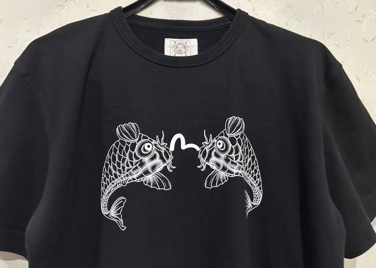 ＊エヴィス EVISU 和柄 魚 富士 プリント 半袖Tシャツ トップス 40　　　　　　　　　　 BJBD.D_画像4