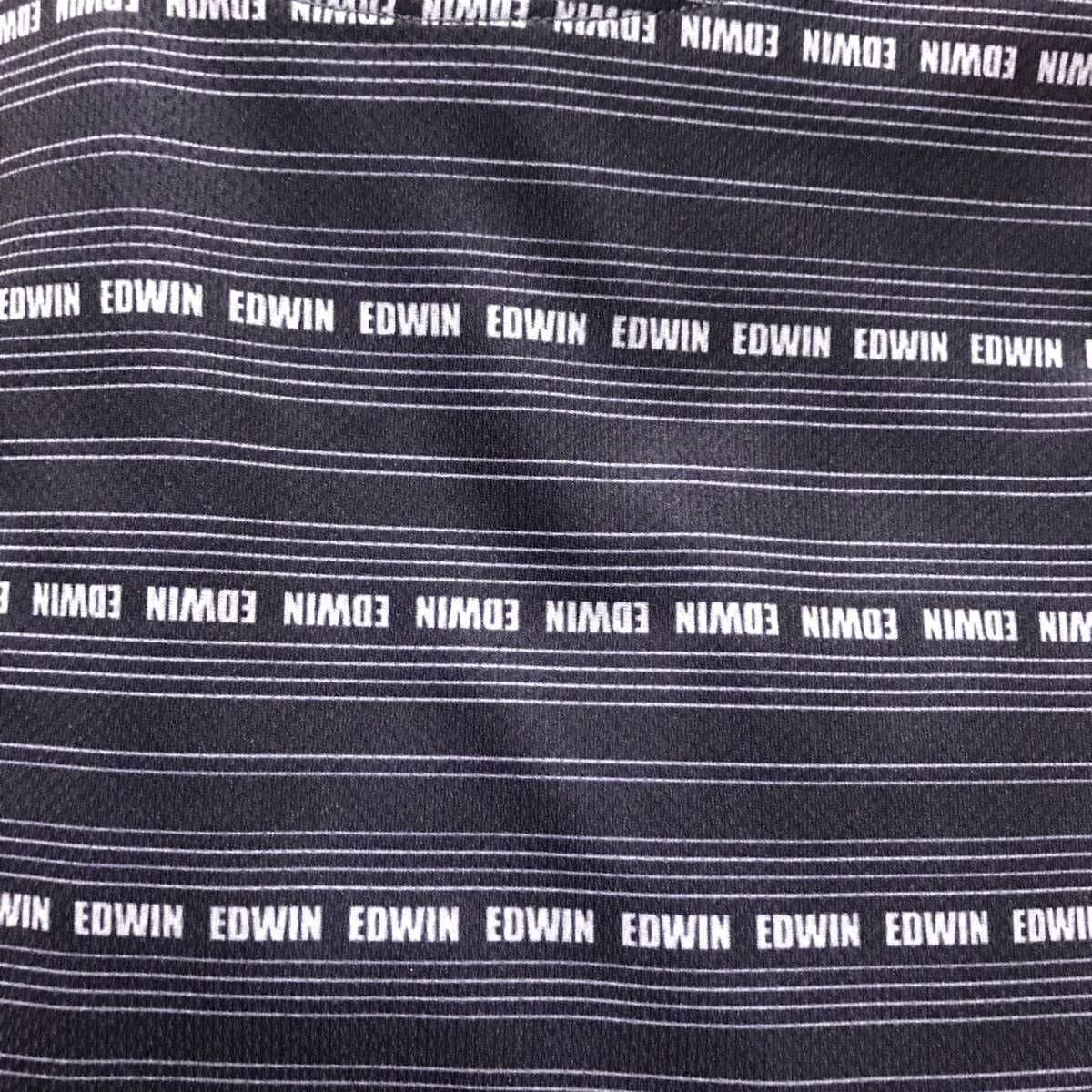 新品 タグ付き エドウィン EDWIN パジャマ 上下セット 半袖 黒～ネイビー メンズLLサイズ EDWINの文字でボーダー柄の画像4