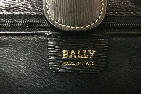 超美品 BALLY バリー カーフ レザー 本革 トート ハンド バッグ 黒 ブラック ゴールド金具 腕掛け レディース １円_画像7