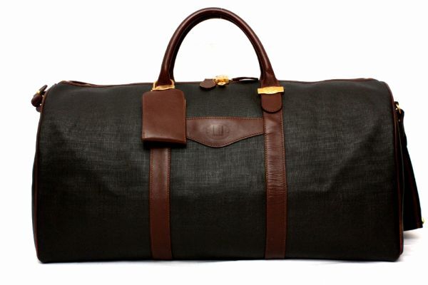 [ ultimate beautiful goods ] Dunhill Dunhill Boston bag traveling bag gray Brown men's bag ..