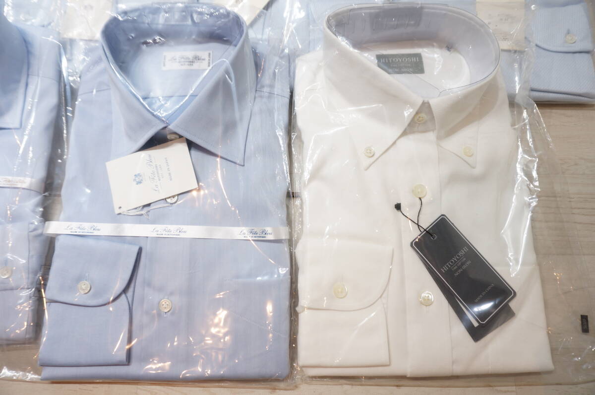 【N22-1.O】大量！ まとめ売り！ Yシャツ 12点 長袖 38-82 La Fete Bleu/Hitoyoshi カラー色々 おまとめセット 通勤 洗い替え 業務用の画像4