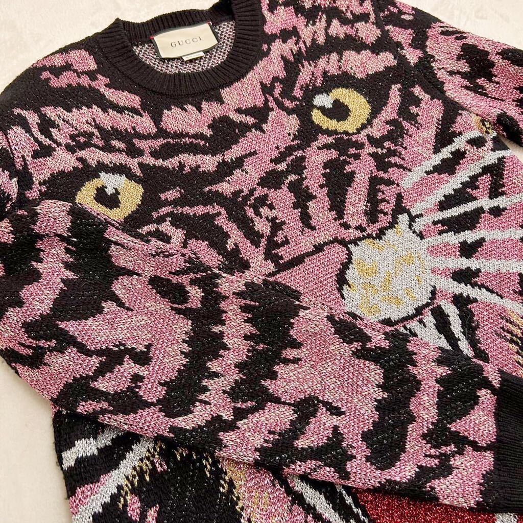 [ not yet have on * ultimate beautiful goods ]GUCCI Gucci Tiger head knitted sweater spring lame M size mike-re present goods 
