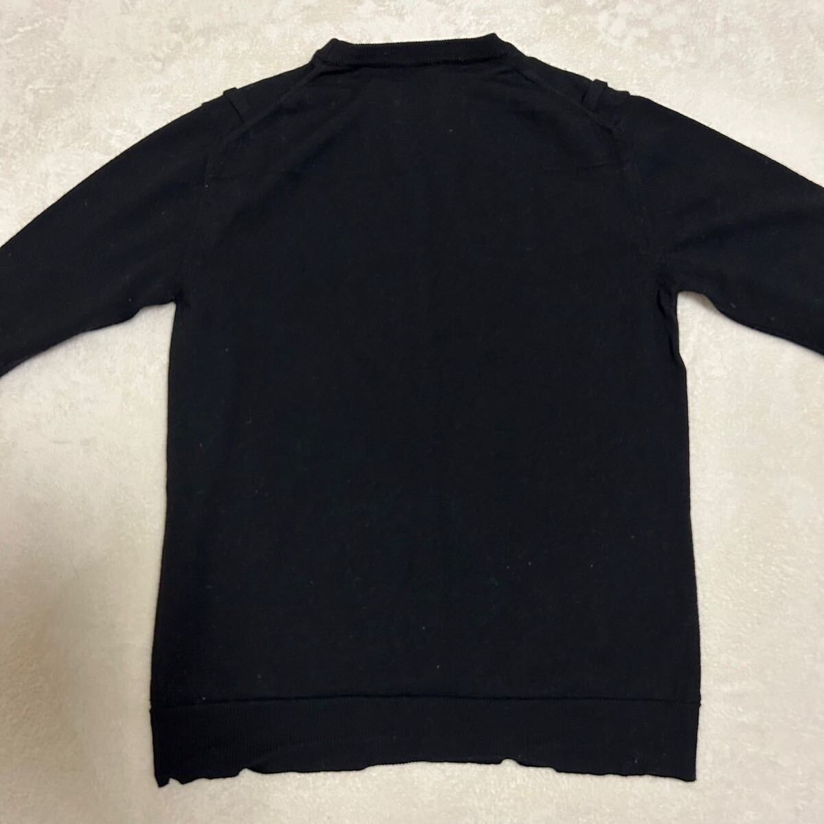 【定番・人気】Dior homme ディオールオム 胸 ロゴ 刺繍 ニット セーター ウール S ブラック 黒 メンズ の画像2