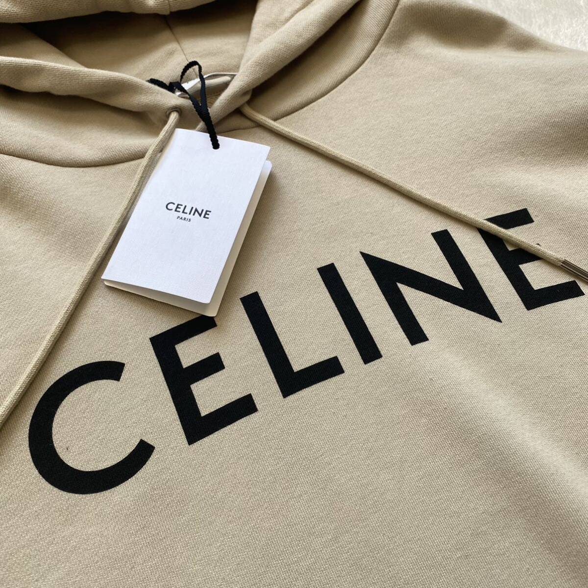 【未使用・定番モデル】CELINE セリーヌ ロゴ パーカー フーディ プルオーバー プリント XL オーバーサイズ ベージュの画像2