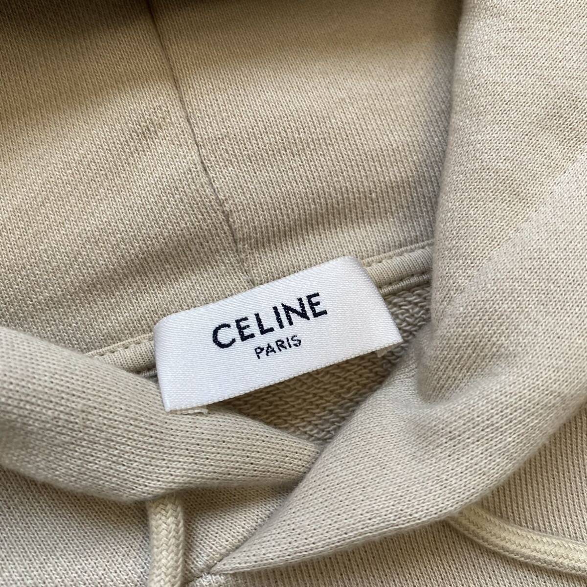 【未使用・定番モデル】CELINE セリーヌ ロゴ パーカー フーディ プルオーバー プリント XL オーバーサイズ ベージュの画像4