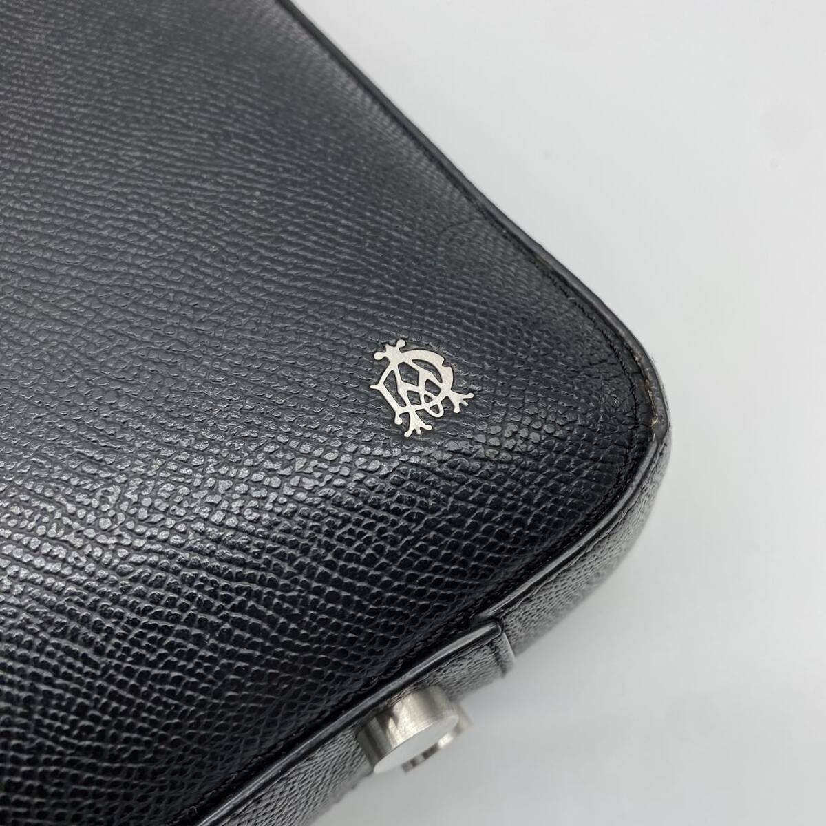 1 jpy [ beautiful goods * highest peak ] dunhill Dunhill handbag business bag briefcase board nkado gun Logo metal fittings black leather original leather 
