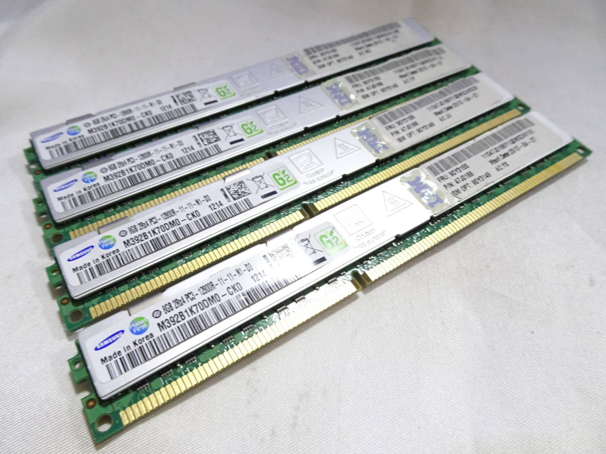 美品 SAMSUNG ヒートスプレッダ付メモリー DDR3-1600 PC3-12800R 1枚8GB×4枚組 合計32GB 両面チップ Registered ECC 動作検証済の画像1