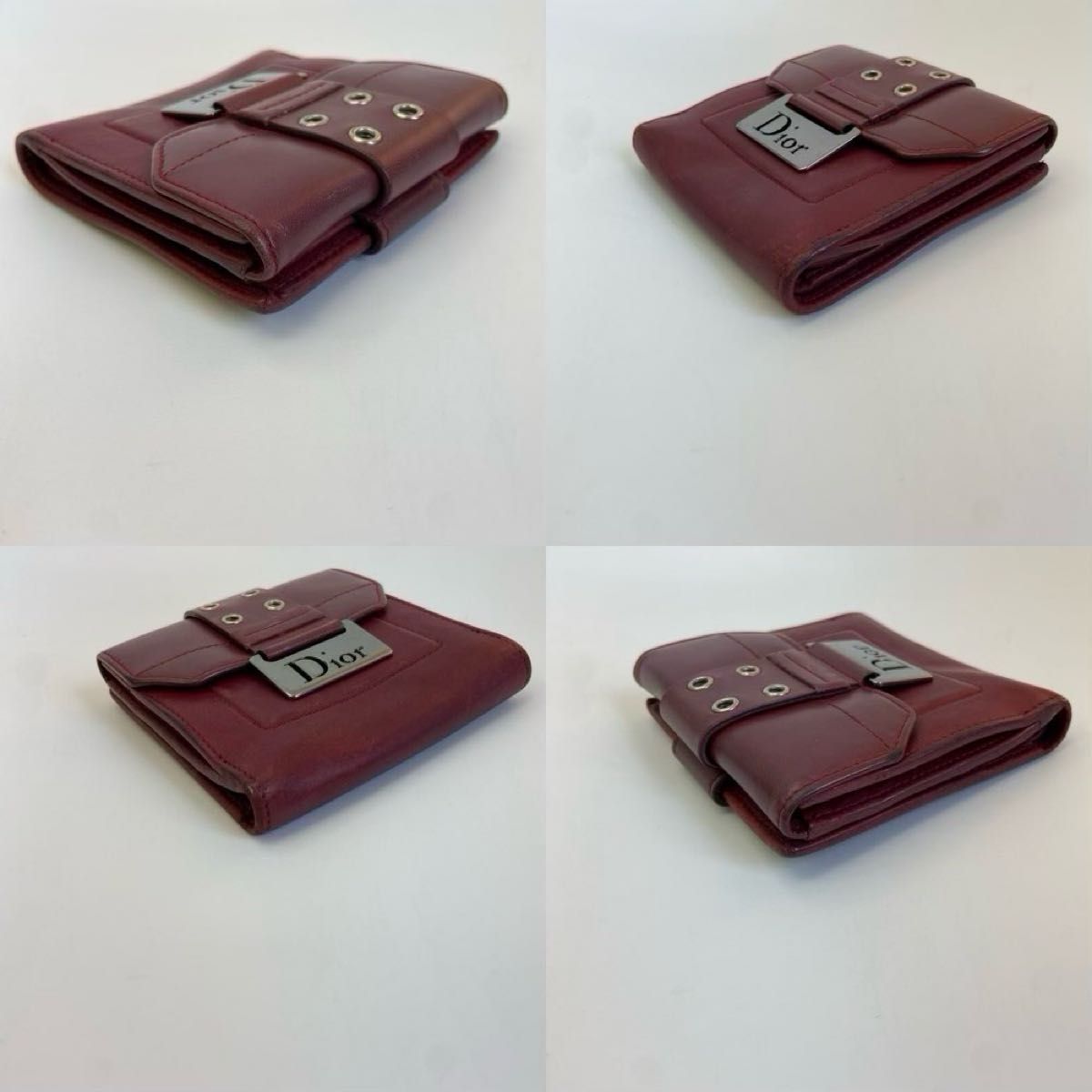 【Christian Dior】クリスチャン ディオール 二つ折り コンパクト 財布 赤