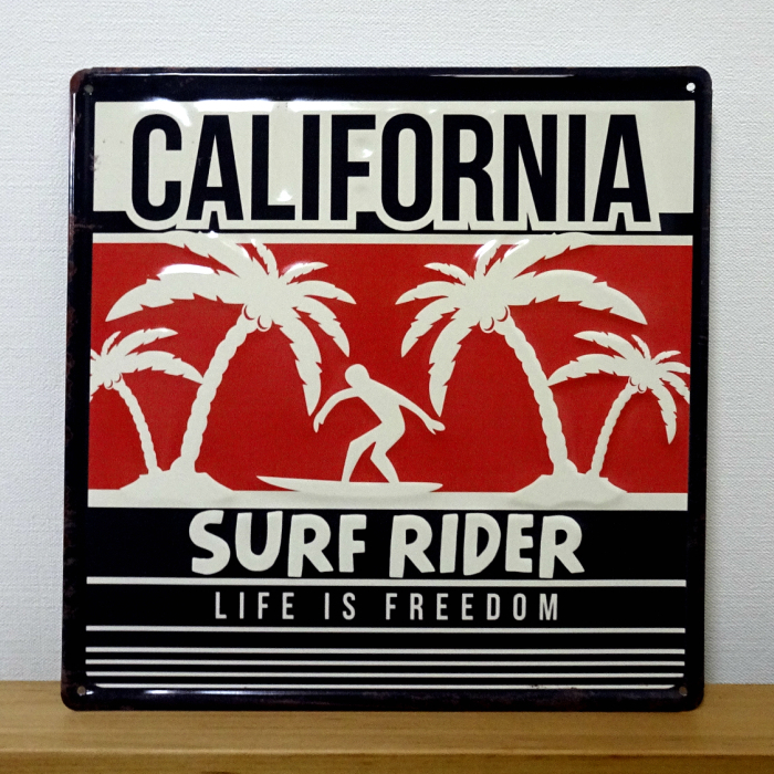 アメリカン ブリキ看板 CALIFORNIA カリフォルニア サーフィン サーファー プレート 壁飾り ビンテージ 雑貨 インテリア_画像1