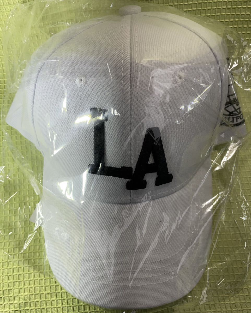帽子/野球帽/ベースボールキャップ『LAロサンゼルス カリフォルニア ホワイト』新品未開封の画像3