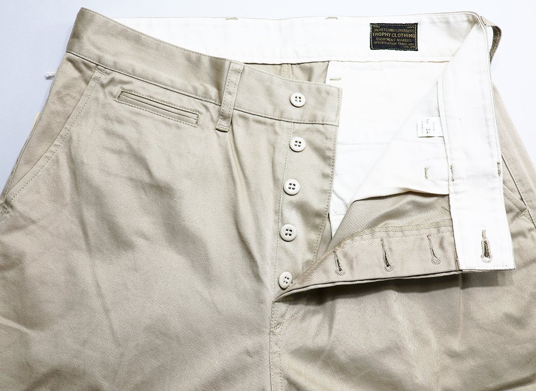 TROPHY CLOTHING (トロフィークロージング) 40 Civilian Trousers / 40シビリアントラウザー TR-CP01 極美品 サンドベージュ w34 / チノの画像4