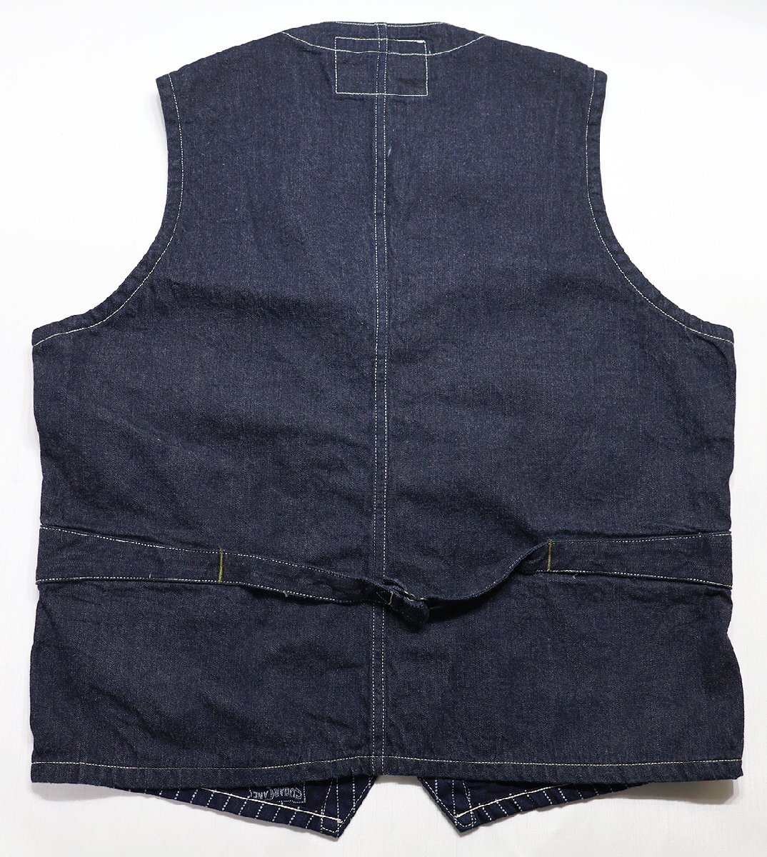 SugarCane (シュガーケーン) Wabash Stripe Work Vest / ウォバッシュストライプ ワークベスト sc12654 未使用品 ネイビー size 42(XL)の画像2