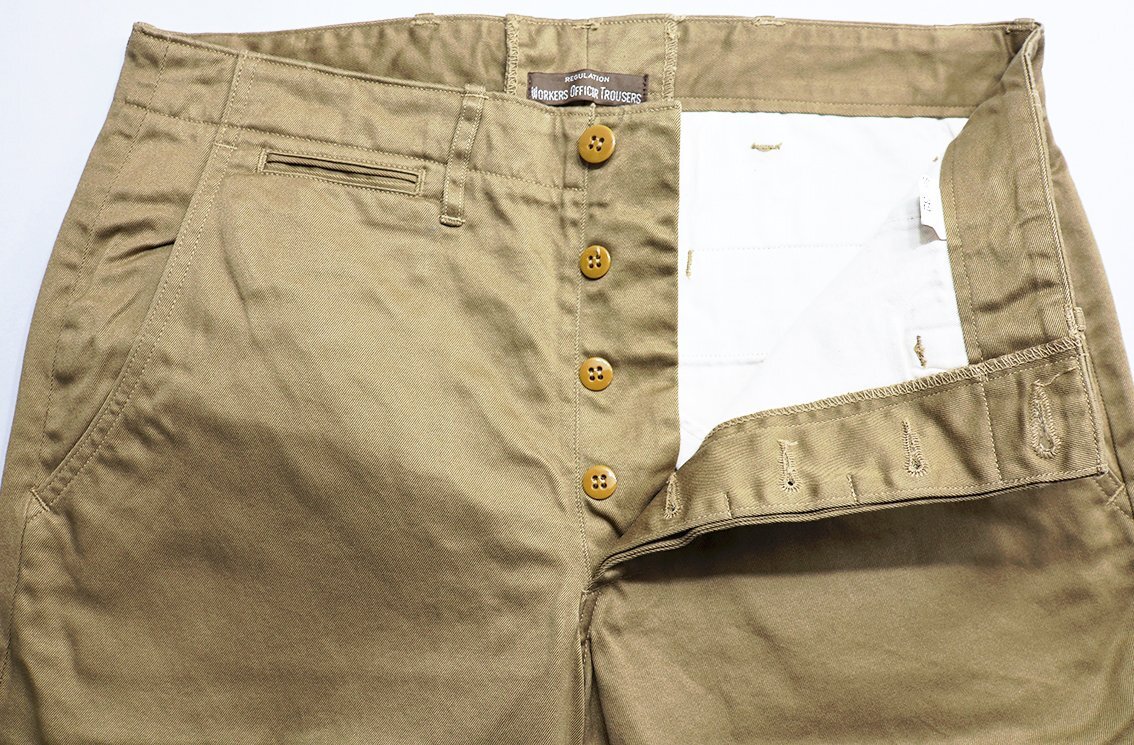 Workers K&T H MFG Co (ワーカーズ) Officer Trousers Slim Fit / オフィサートラウザー スリム 未使用品 USMC KHAKI w32_画像4