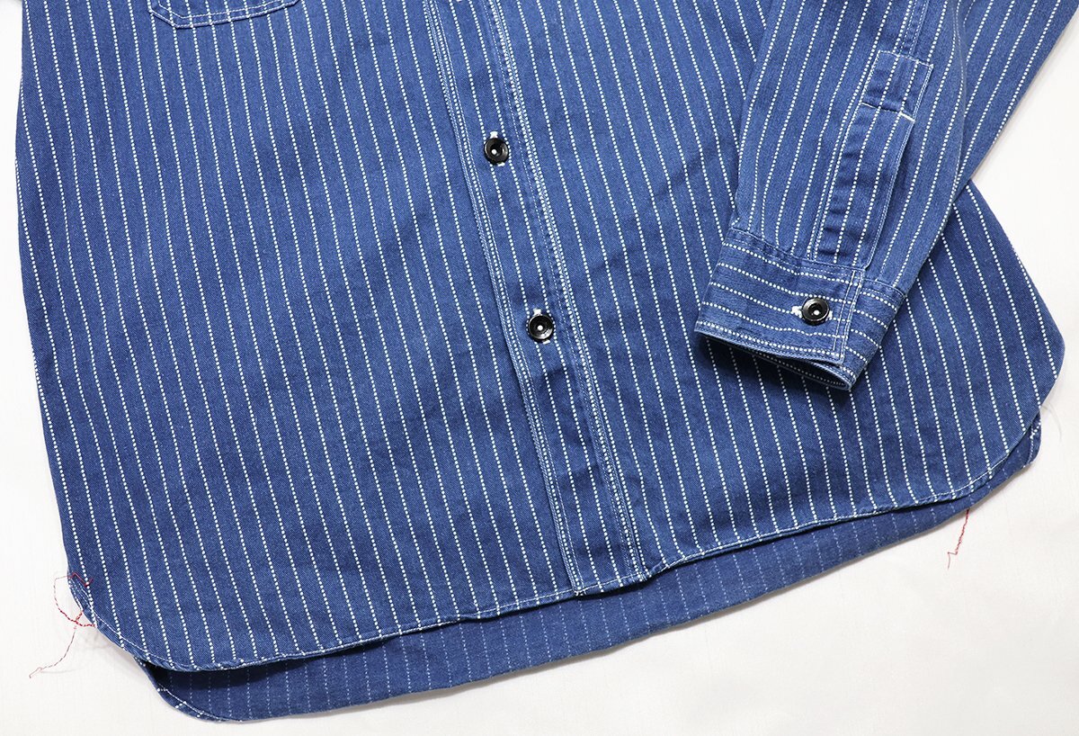 SugarCane (シュガーケーン) Wabash Stripe Work Shirt / ウォバッシュストライプ ワークシャツ sc25551 ネイビー size Mの画像4
