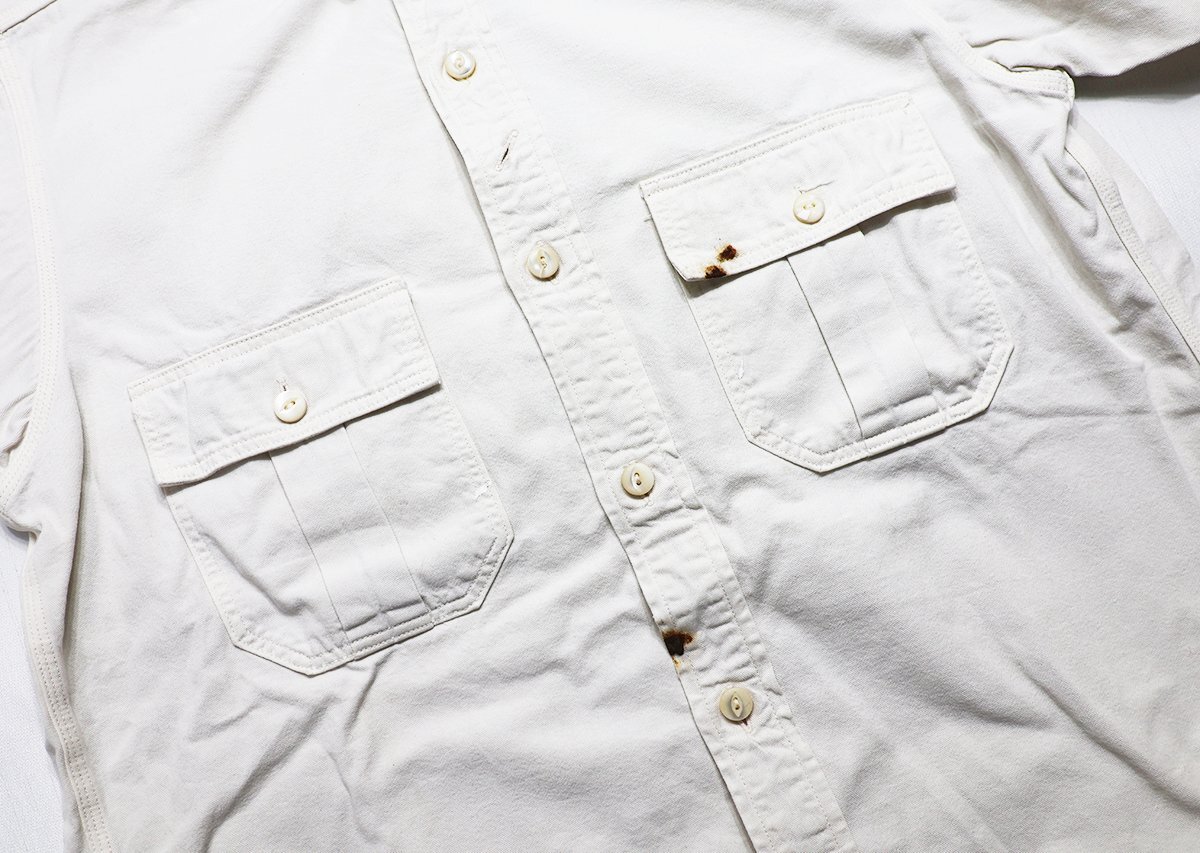 Heller's Cafe (ヘラーズカフェ) 1930's RODEO BRAND WHITE WORK SHIRT / ロデオブランド ホワイトワークシャツ size 38 / ウエアハウスの画像4