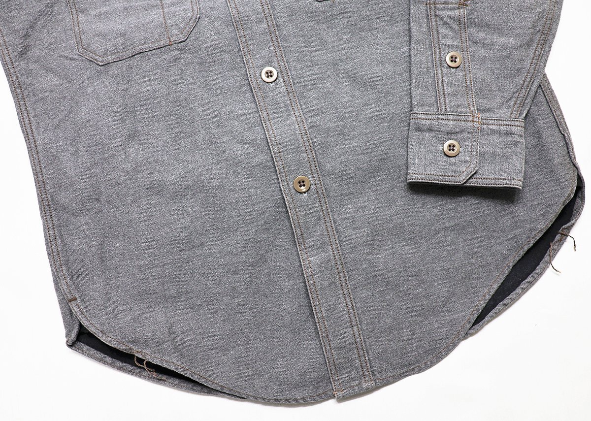 Freewheelers (フリーホイーラーズ) M1916 SHIRTS / バックサテン ミリタリーシャツ #1543113 美品 GRAY size 14_画像4