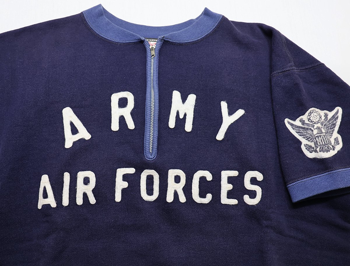 The REAL McCOYS (リアルマッコイズ) ハーフジップ ミリタリースウェット “ARMY AIR FORCES” 美品 ネイビー size L /旧リアルマッコイズ_画像3