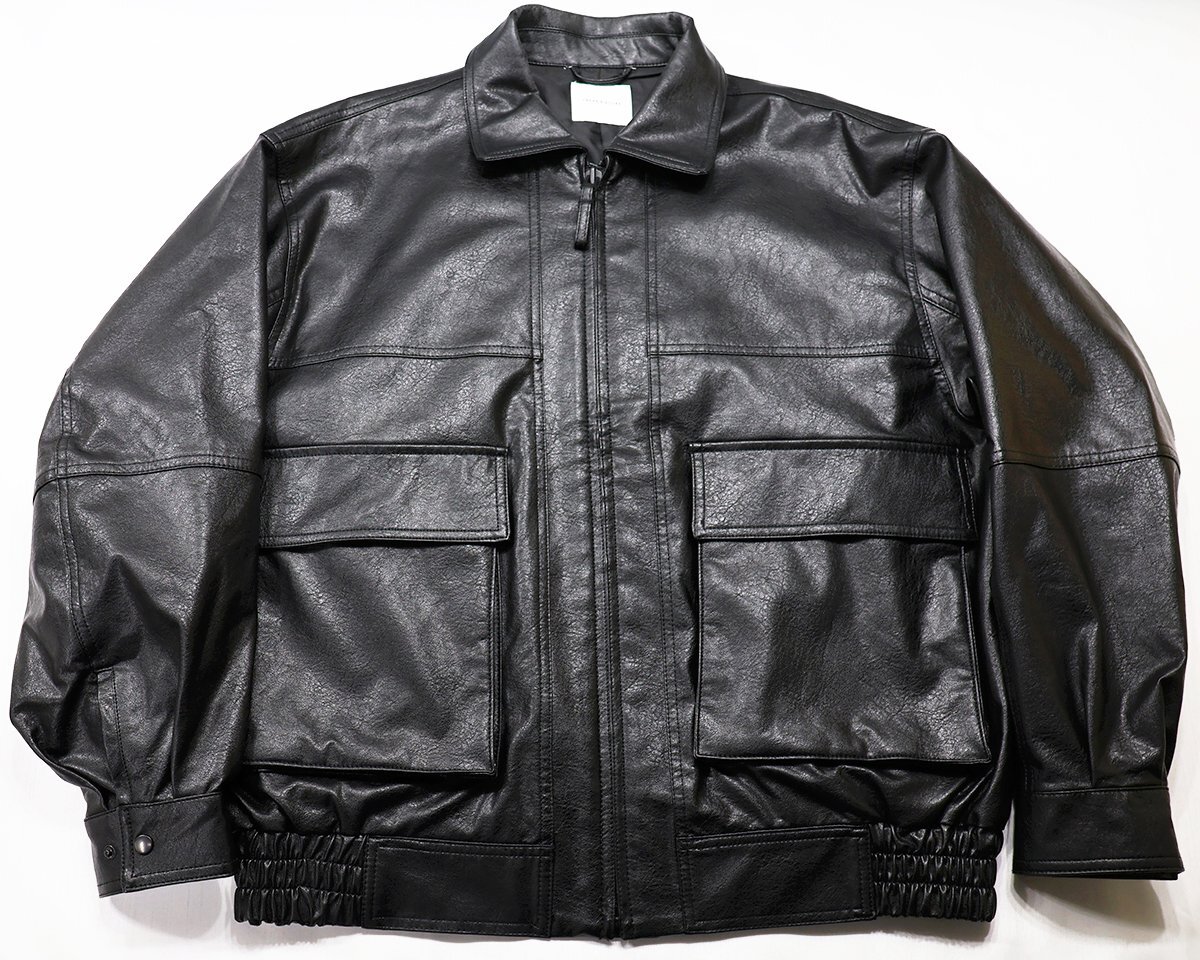 FREAK'S STORE (フリークスストア) Fake Leather Zip Blouson / フェイクレザー フルジップブルゾン 美品 ブラック size Mの画像1