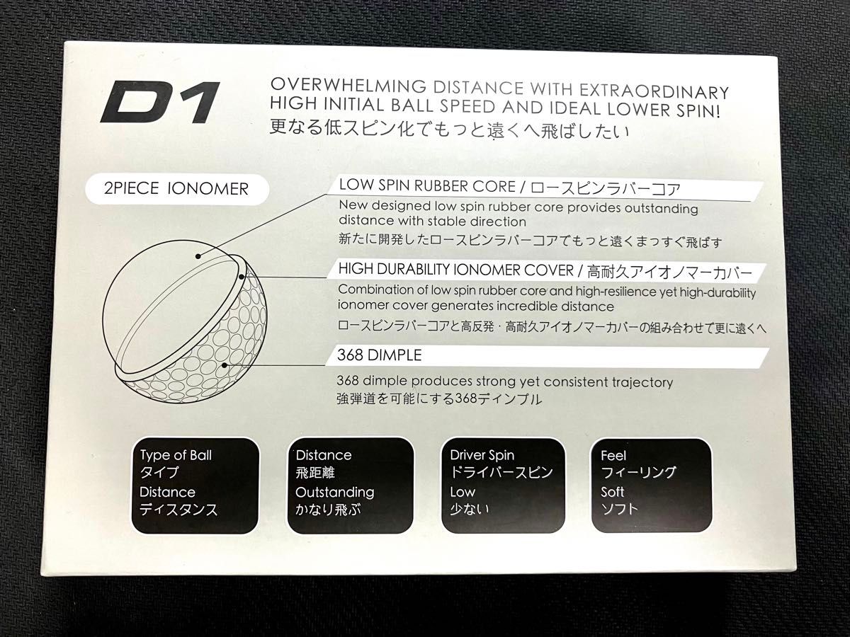 ホンマ　ゴルフボール　d1 1ダース　マルチカラー　新品　2022