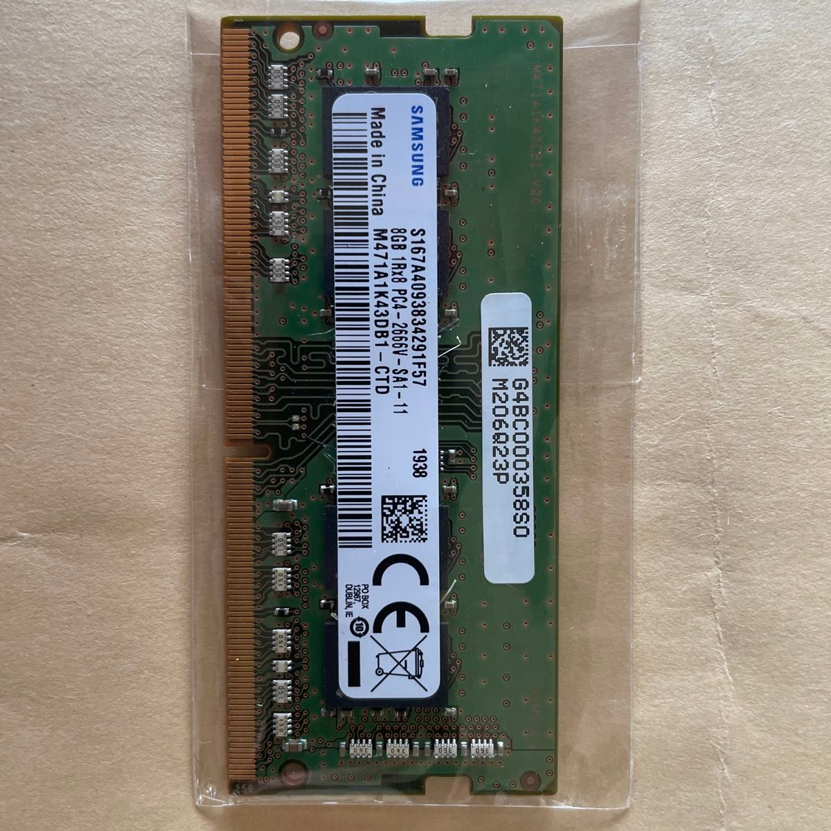 SAMSUNG サムスン PC4-21300 DDR4-2666 8GB  SO-DIMM M471A1K43DB1-CTD