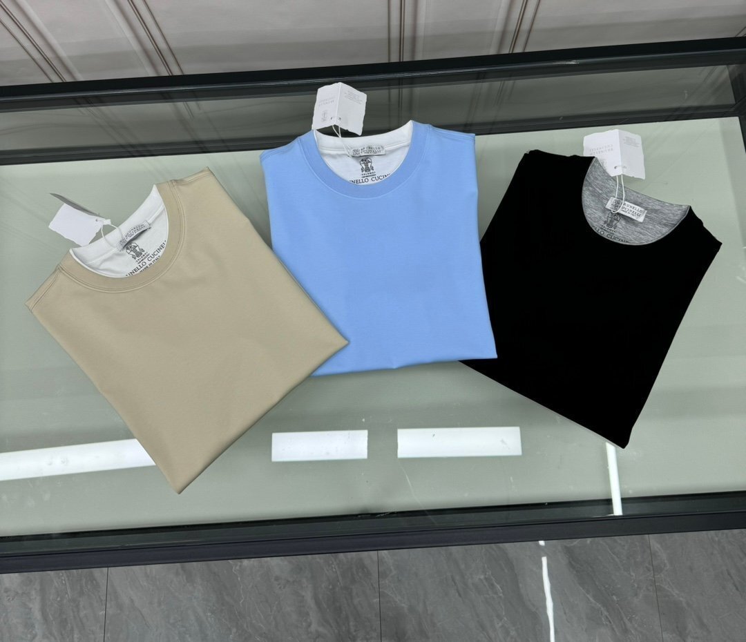ブルネロクチネリ　BRUNELLO CUCINELLI メンズ　Tシャツ　半袖　無地　シンプル　新品　M-3XL　サイズ選択可能　ブラック b130_画像6