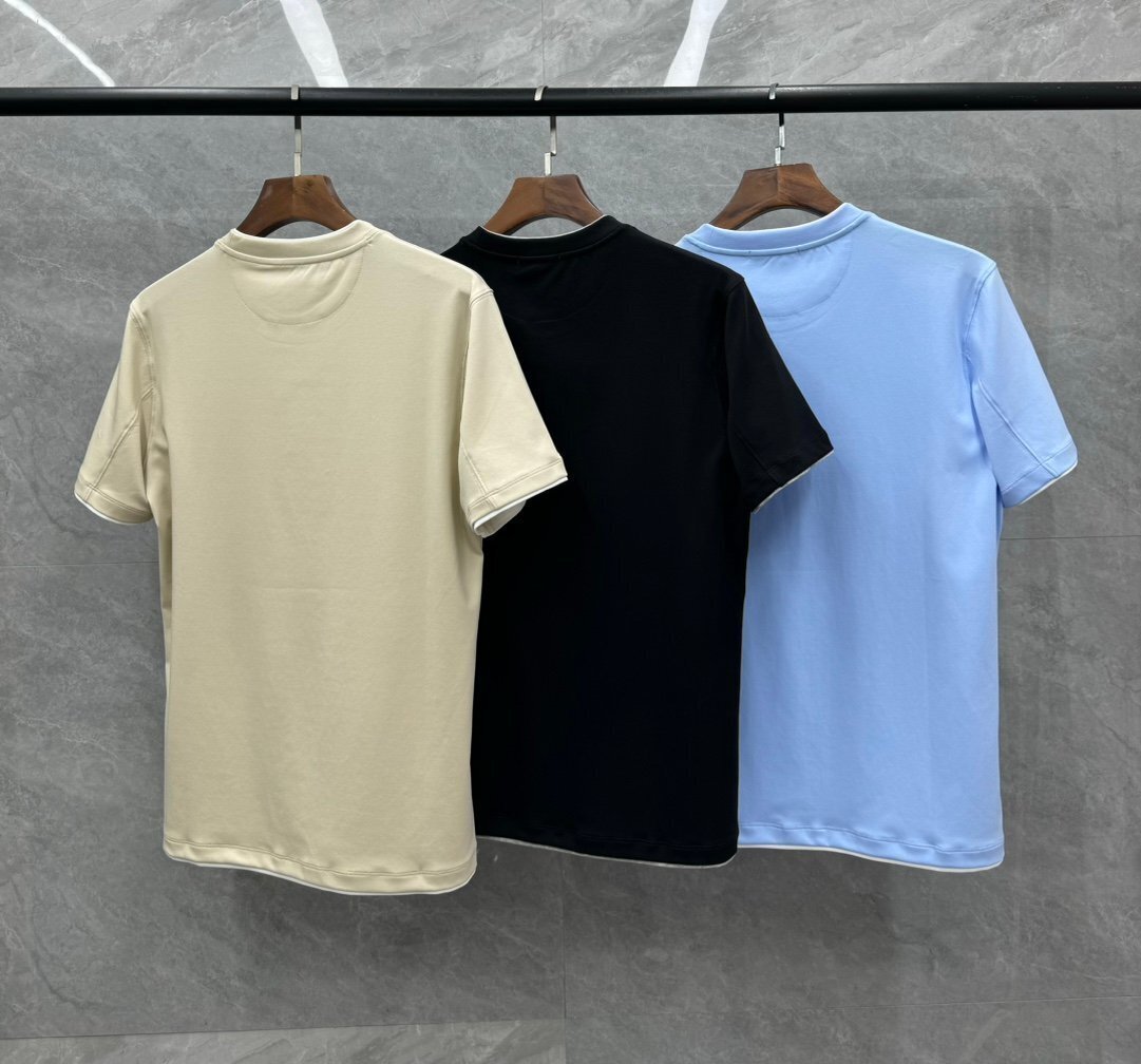 ブルネロクチネリ　BRUNELLO CUCINELLI メンズ　Tシャツ　半袖　無地　シンプル　新品　M-3XL　サイズ選択可能　ブラック b130_画像3