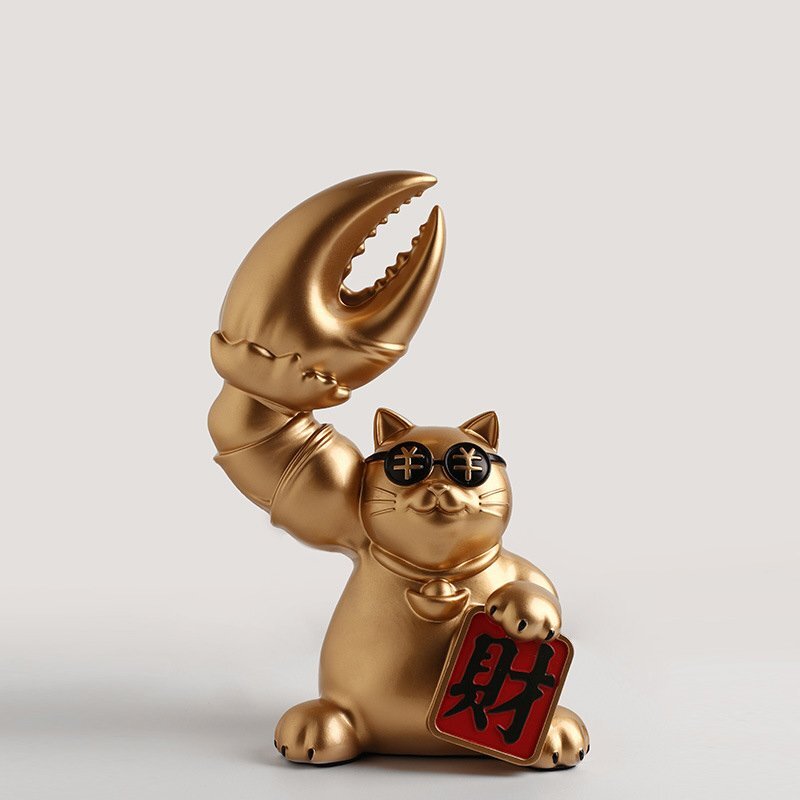  new goods decoration thing high class popular maneki-neko pincers present sunglasses .. digit cat ornament entranceway customer ... Gold 